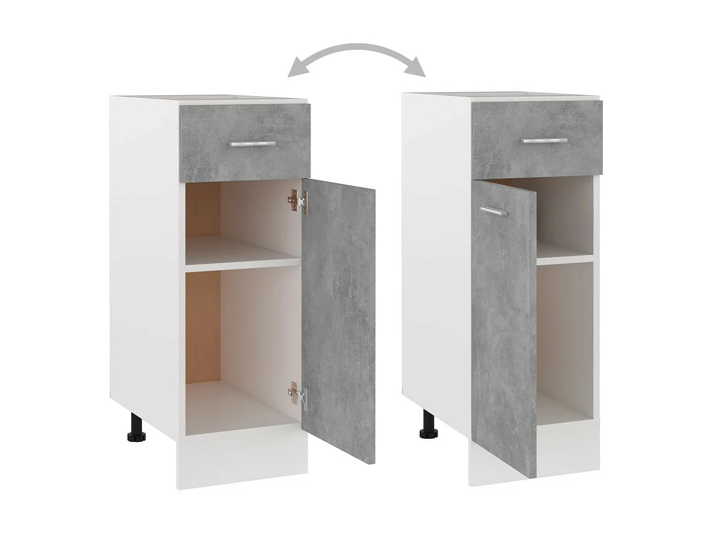 Meuble bas de cuisine Gris béton 30x46x81,5