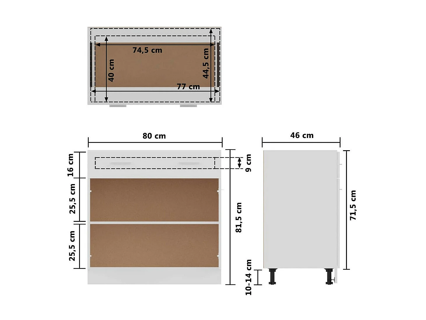 Meuble bas de cuisine Blanc 80x46x81,5