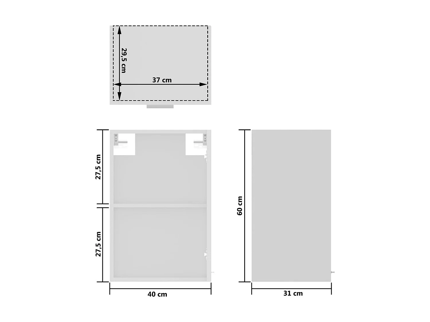 Armoire en verre suspendue Blanc 40x31x60