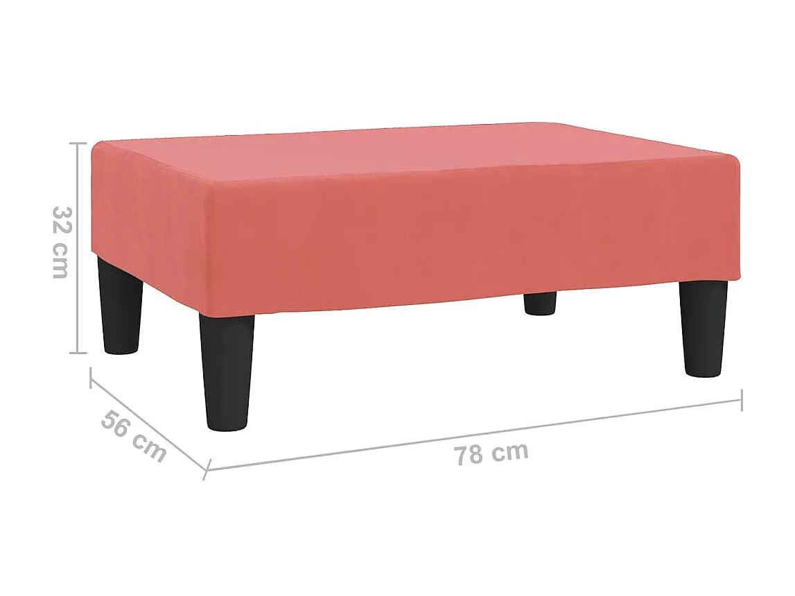 Repose-pied Rose 78x56x32 Velours 4