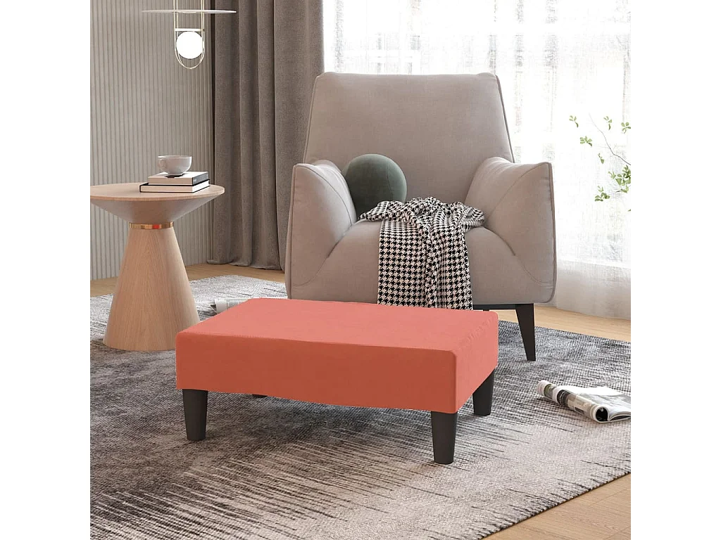 Repose-pied Rose 78x56x32 Velours 4