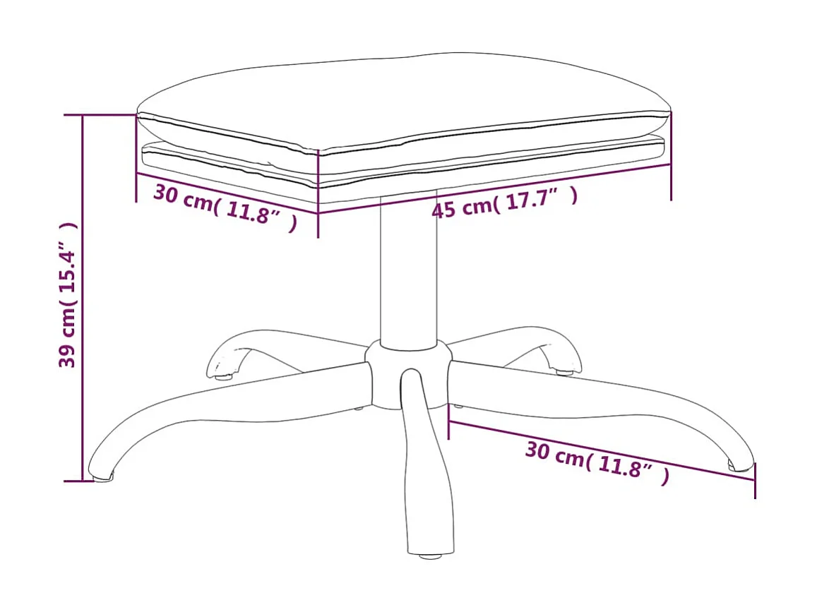 Repose-pied Bleu 60x60x39 Velours