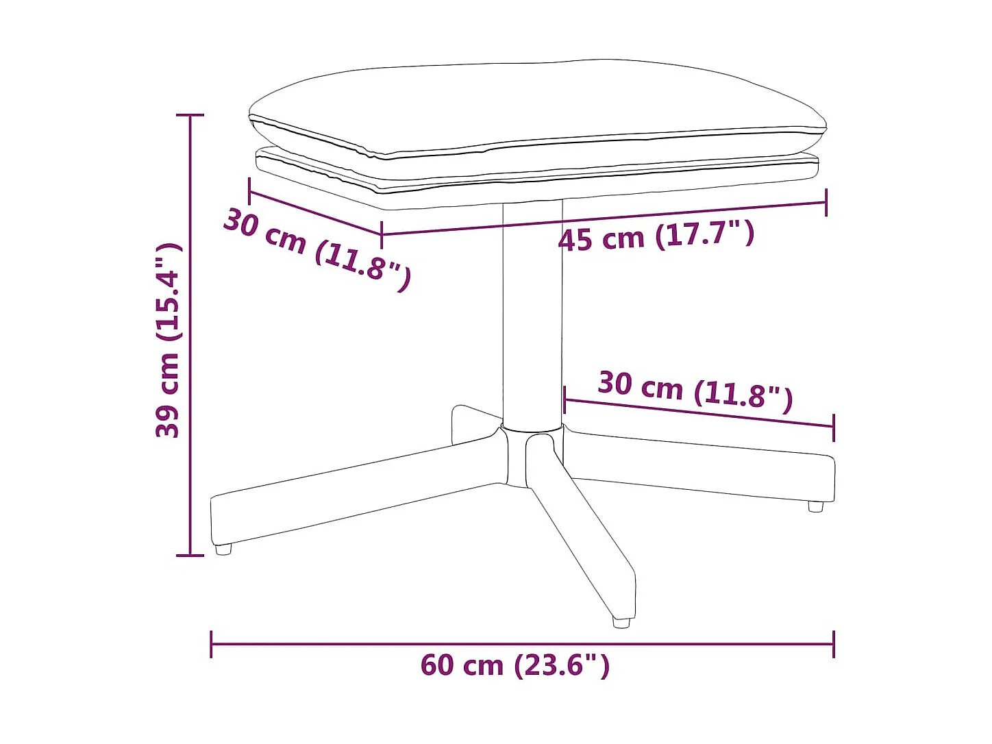 Repose-pied Blanc crème 60x60x39 Velours