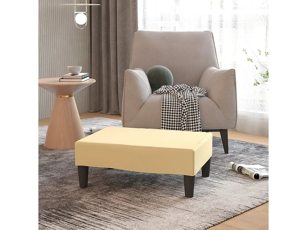 Repose-pied Crème 78x56x32 Velours