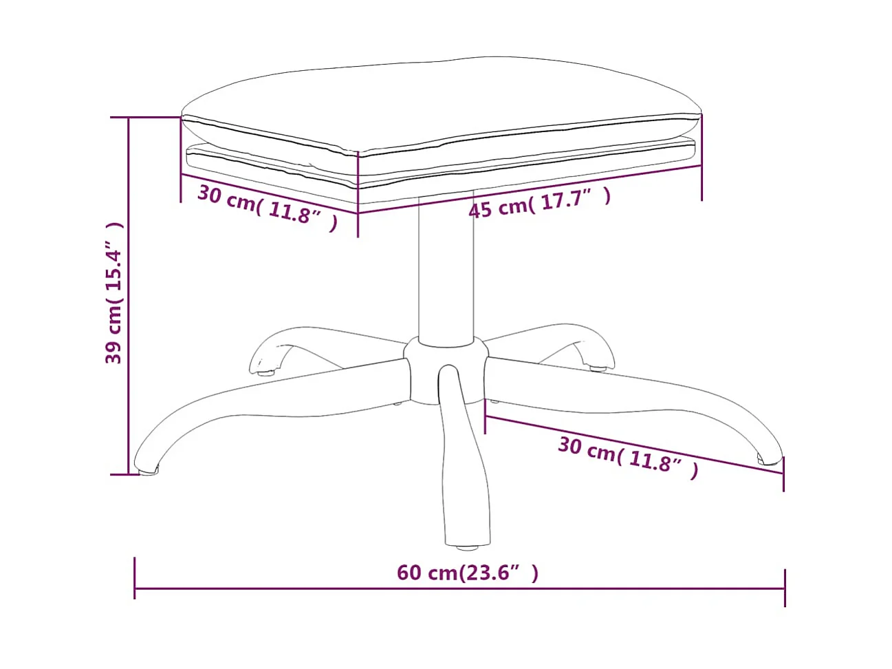 Repose-pied Gris clair 60x60x39 Tissu et similicuir