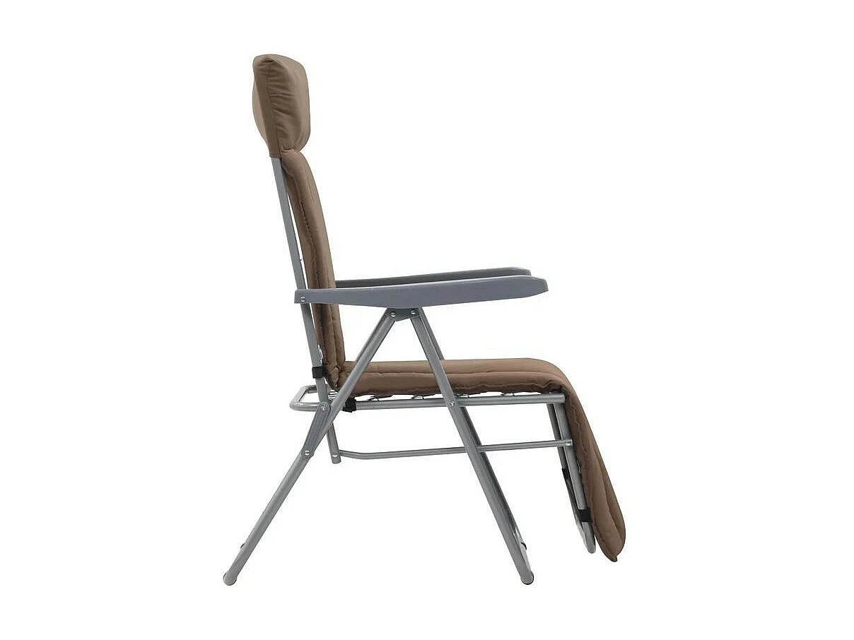 Chaise de jardin pliable tissu marron et métal Ralsa - Lot de 2