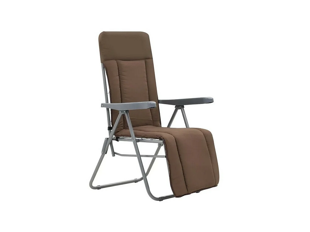 Chaise de jardin pliable tissu marron et métal Ralsa - Lot de 2
