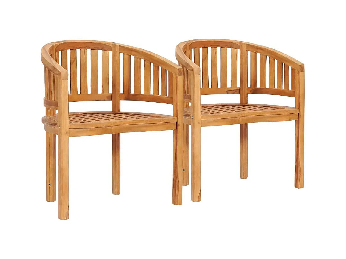 Chaises en forme de banane 2 pcs Bois de teck solide