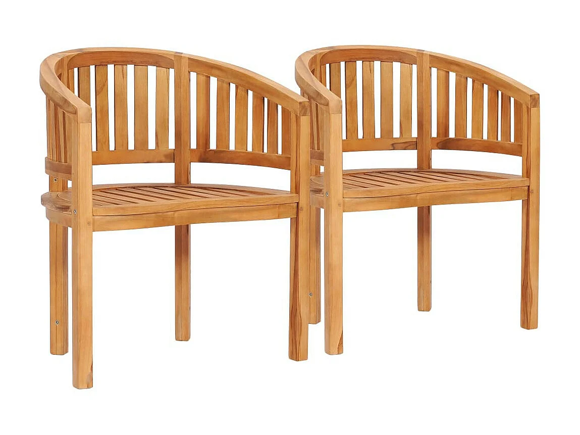 Chaises en forme de banane 2 pcs Bois de teck solide