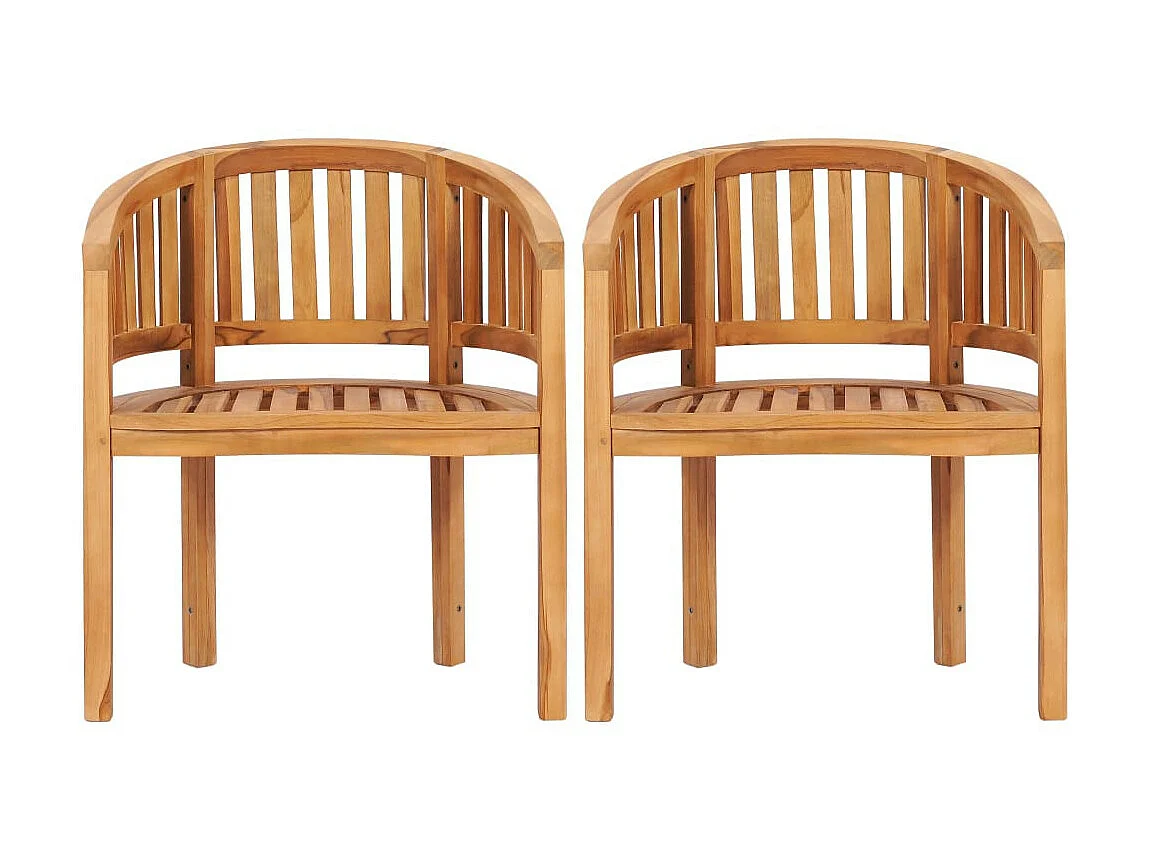 Chaises en forme de banane 2 pcs Bois de teck solide