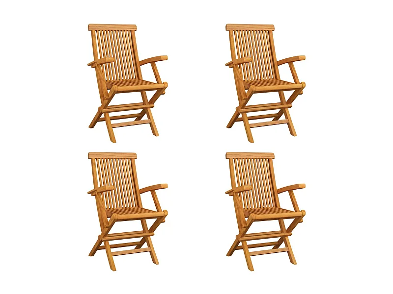 Chaises pliables de jardin 4 pcs Bois de teck solide 2