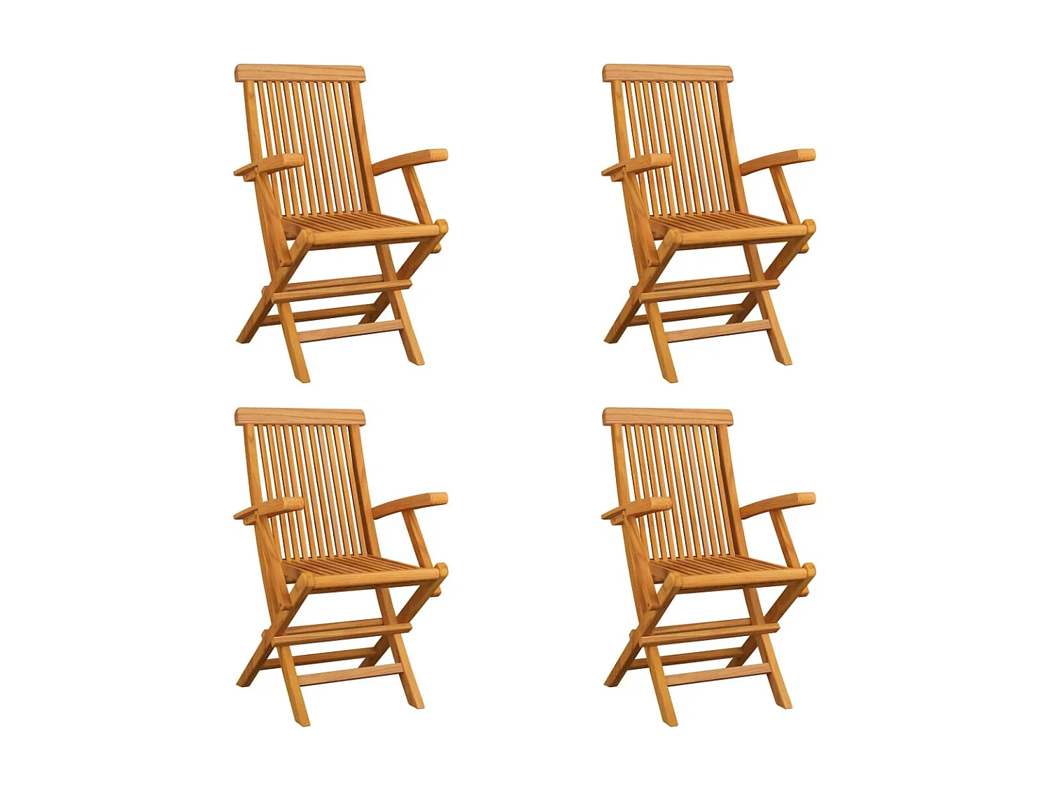 Chaises pliables de jardin 4 pcs Bois de teck solide 2