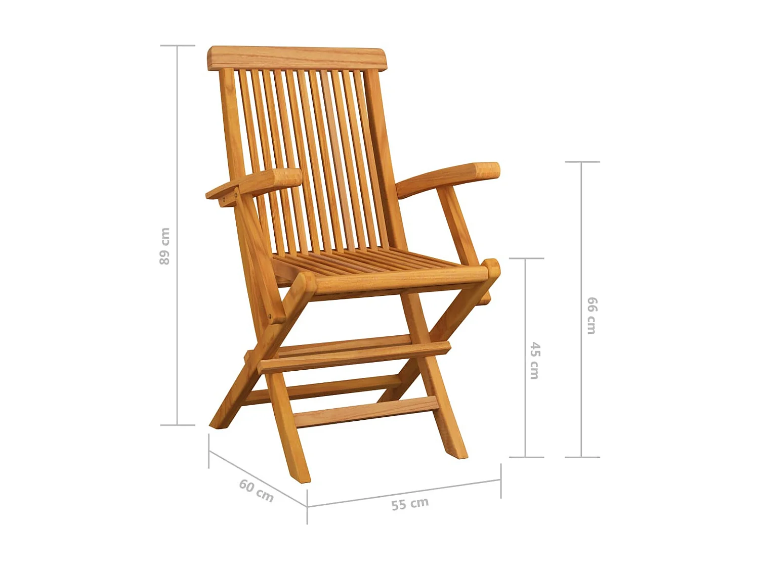 Chaises pliables de jardin 4 pcs Bois de teck solide 2