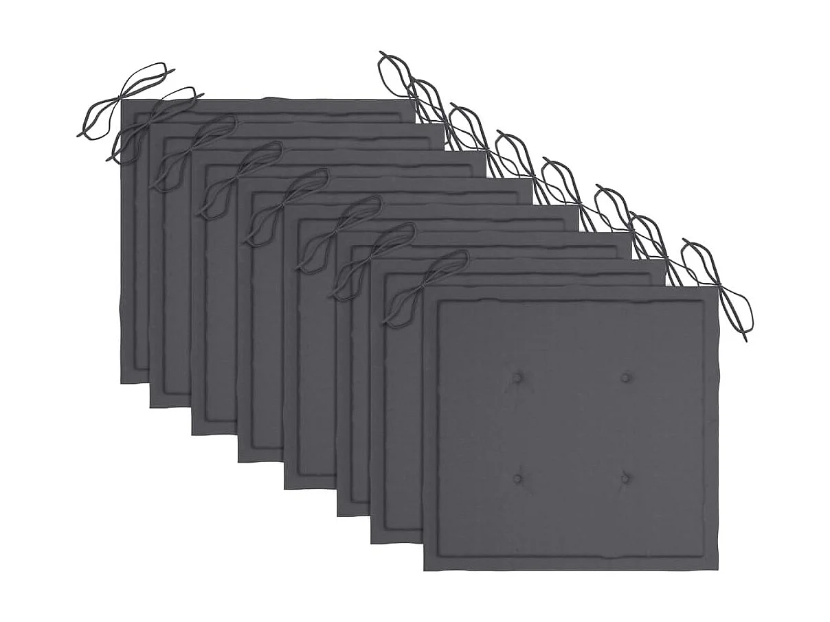 Chaises de jardin avec coussins anthracite 8 pcs Teck massif 4