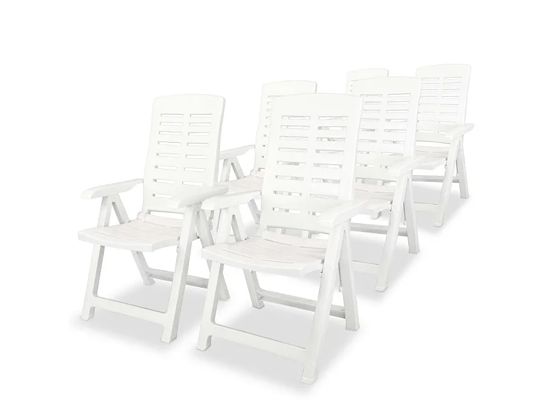 Chaises inclinables de jardin 6 pcs Plastique Blanc 2