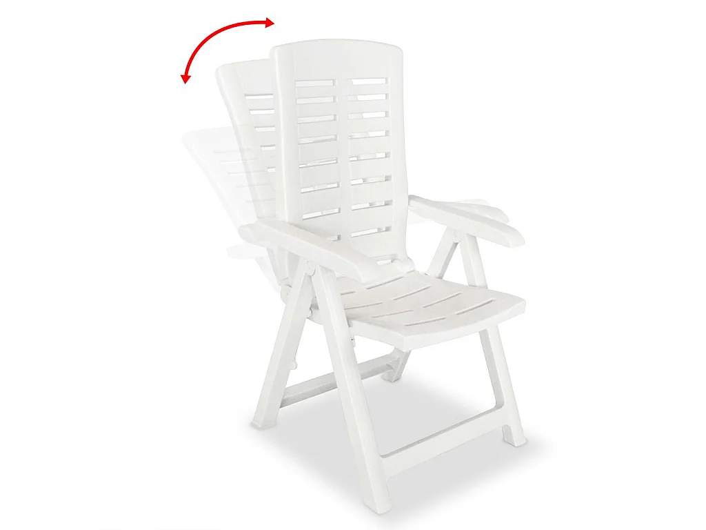 Chaises inclinables de jardin 6 pcs Plastique Blanc 2