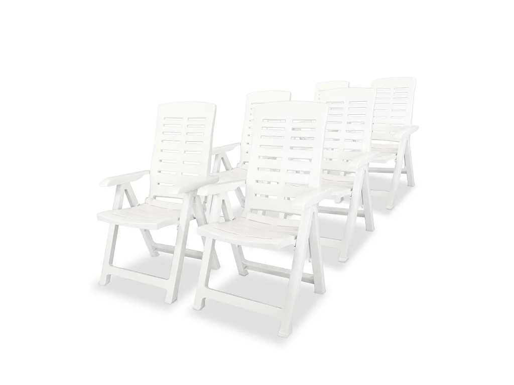 Chaises inclinables de jardin 6 pcs Plastique Blanc 2