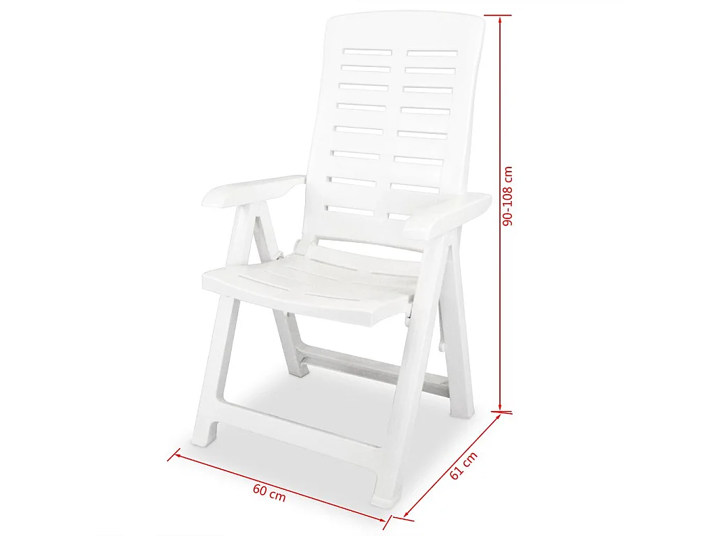 Chaises inclinables de jardin 6 pcs Plastique Blanc 2