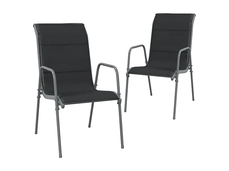 Chaises de jardin 2 pcs Acier et textilène Noir