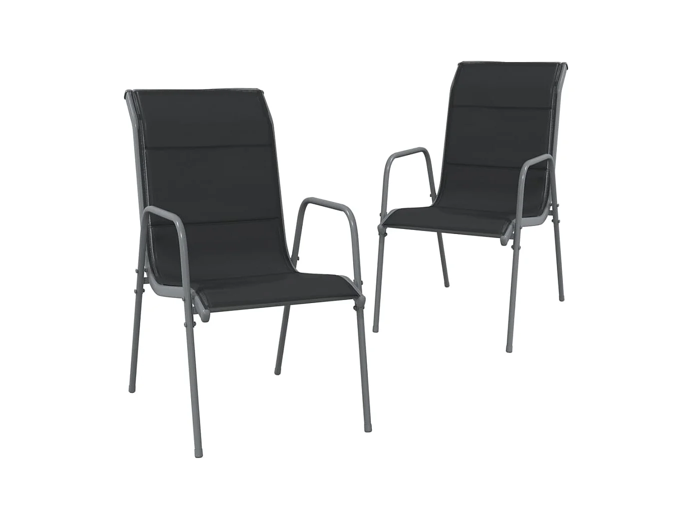 Chaises de jardin 2 pcs Acier et textilène Noir