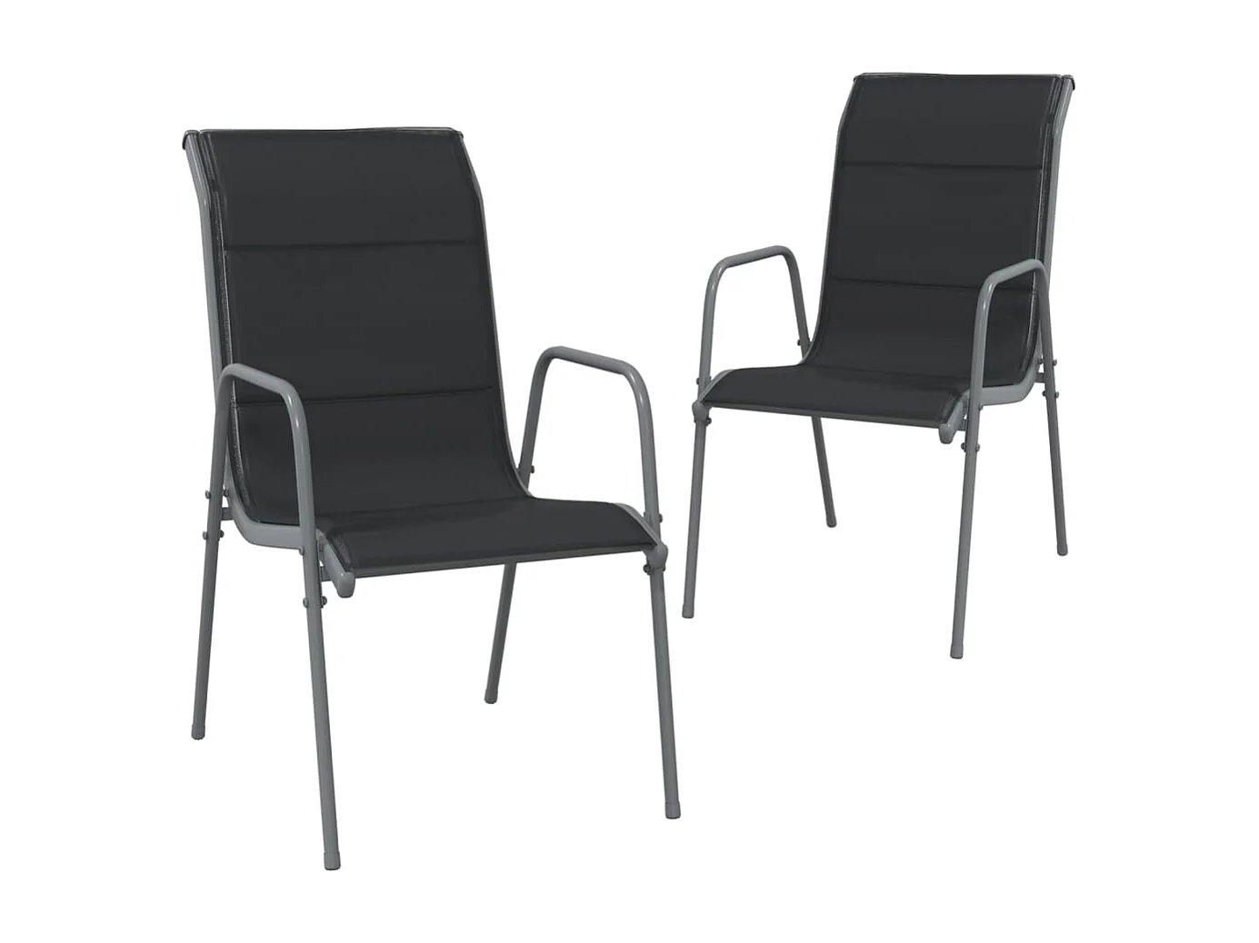 Chaises de jardin 2 pcs Acier et textilène Noir