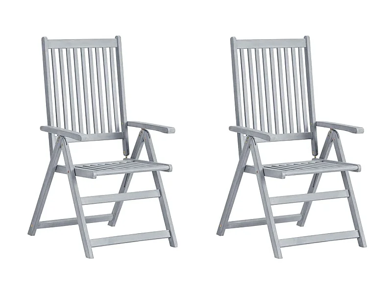 Chaises inclinables de jardin 2 pcs avec coussins gris clair Bois d'acacia