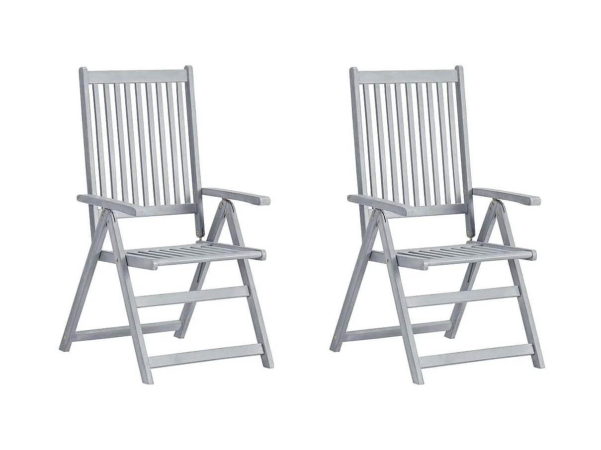 Chaises inclinables de jardin 2 pcs avec coussins gris clair Bois d'acacia