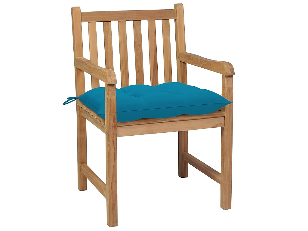 Chaises de jardin 6 pcs avec coussins bleu clair Teck solide