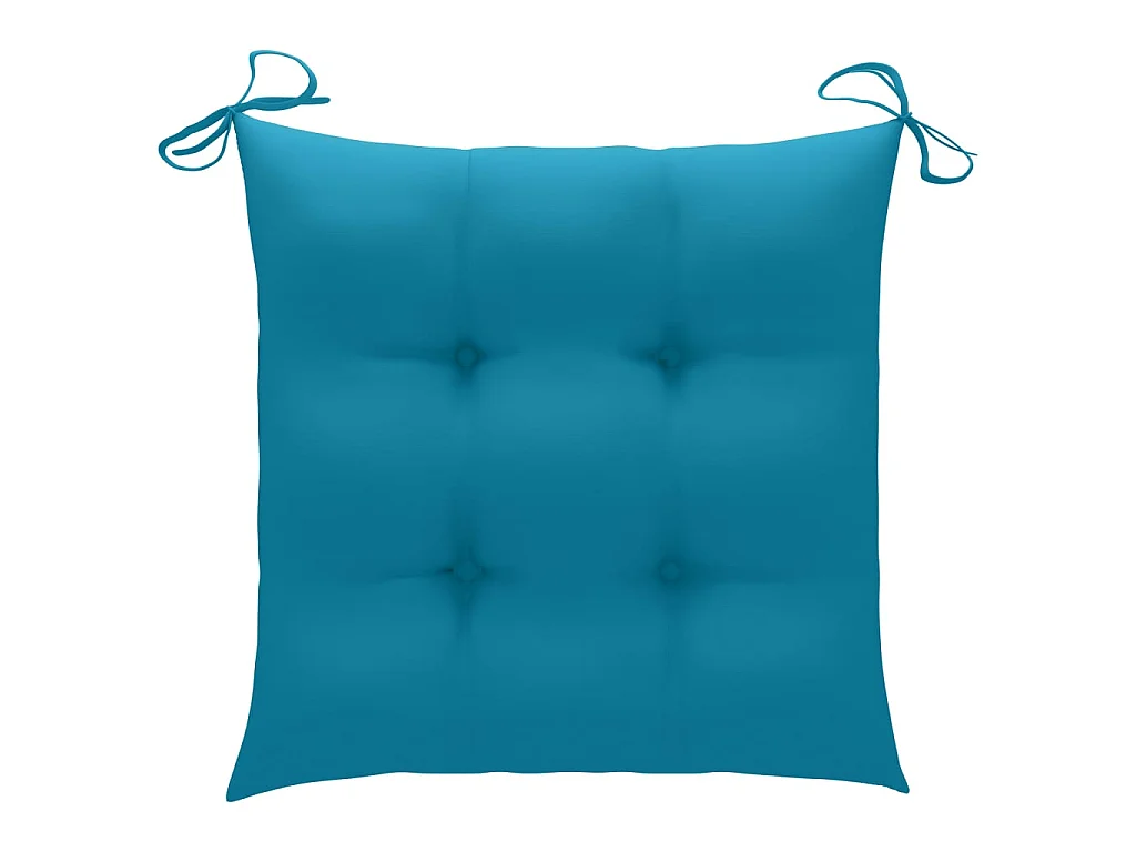 Chaises de jardin 6 pcs avec coussins bleu clair Teck solide