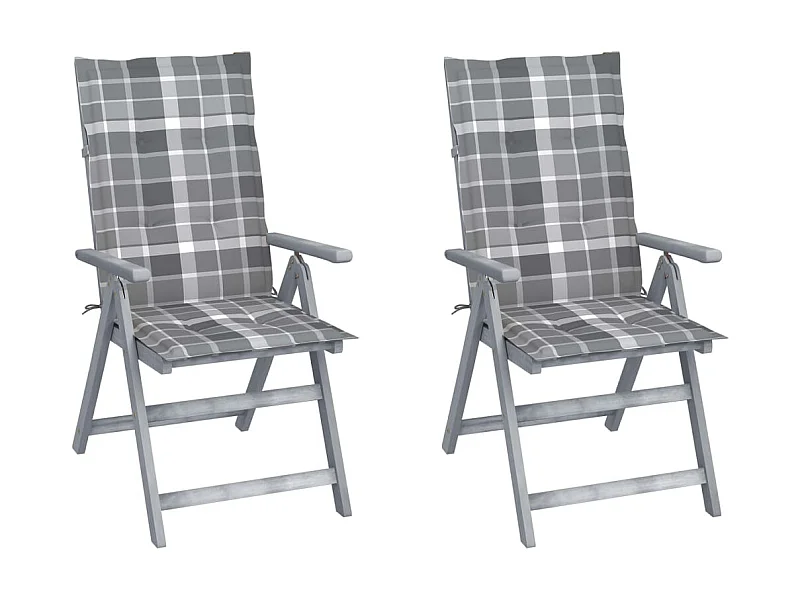 Chaises inclinables de jardin 2 pcs avec coussins Bois d'acacia 31