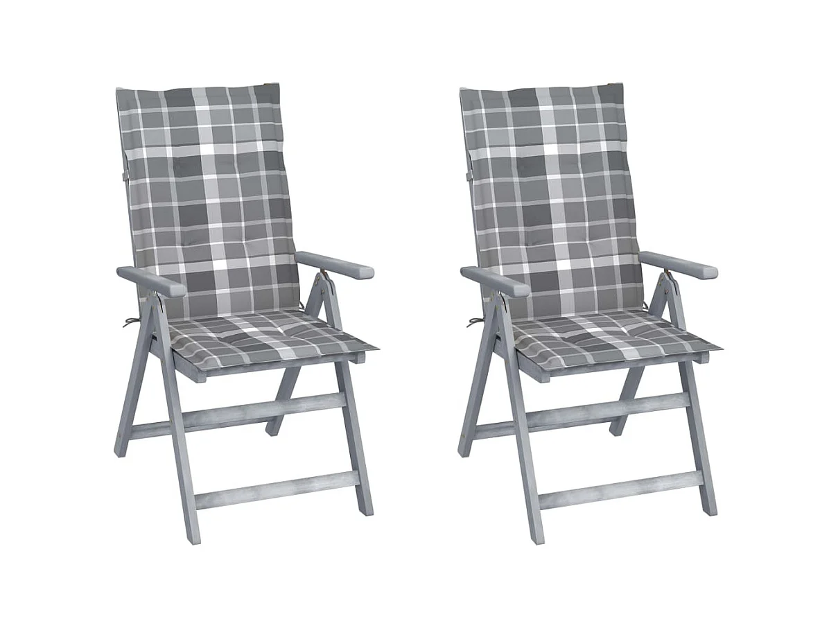 Chaises inclinables de jardin 2 pcs avec coussins Bois d'acacia 31