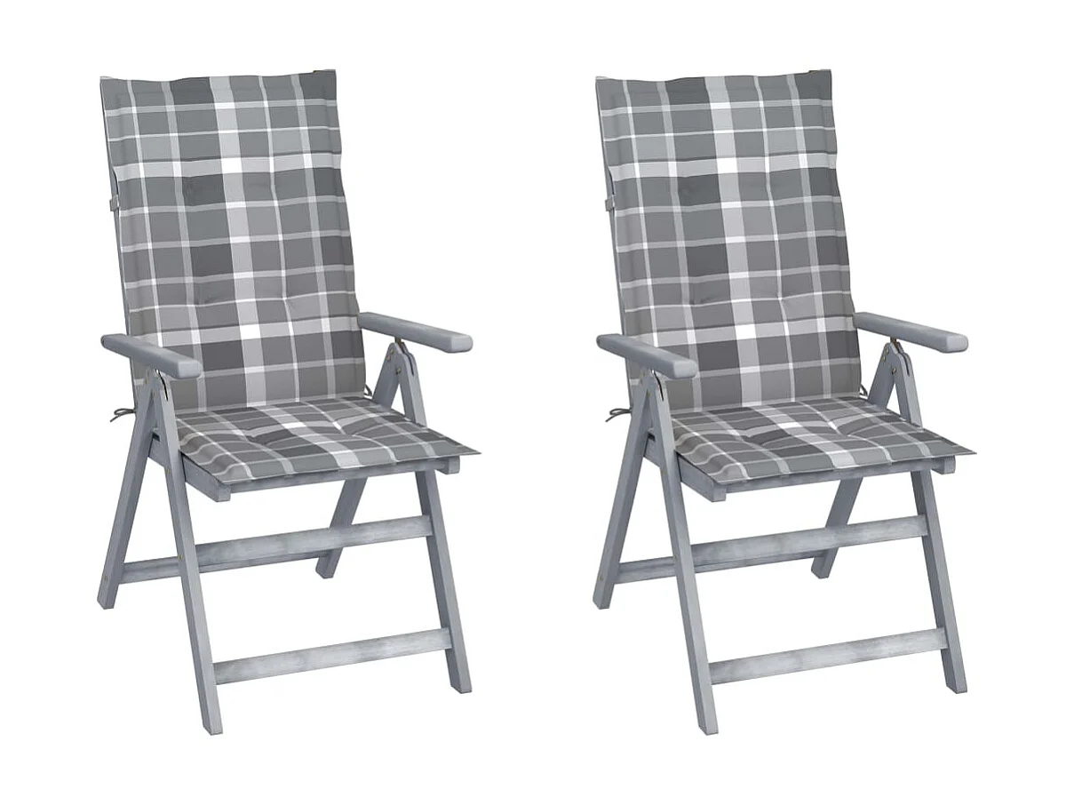 Chaises inclinables de jardin 2 pcs avec coussins Bois d'acacia 31