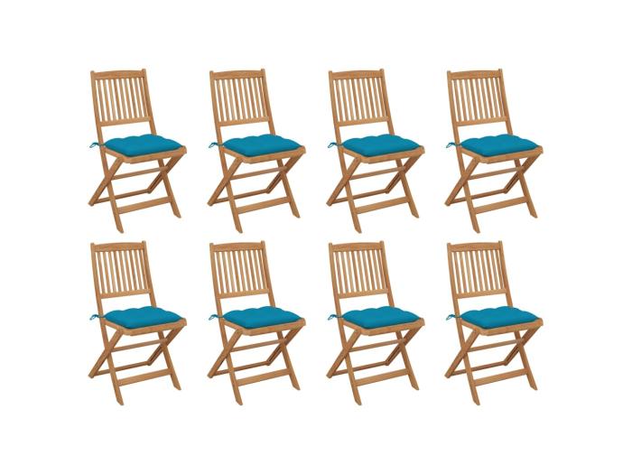 Chaises Pliables D Ext Rieur Avec Coussins Pcs Bois D Acacia