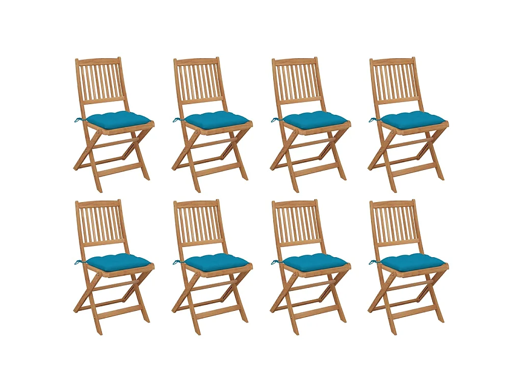 Chaises pliables d'extérieur avec coussins 8 pcs Bois d'acacia 22