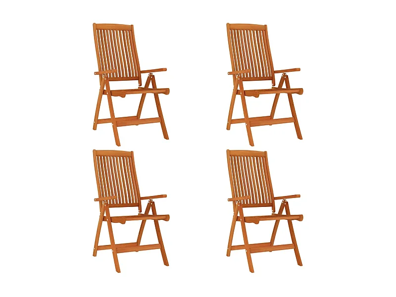 Chaises de jardin pliables 4 pcs Bois d'eucalyptus massif