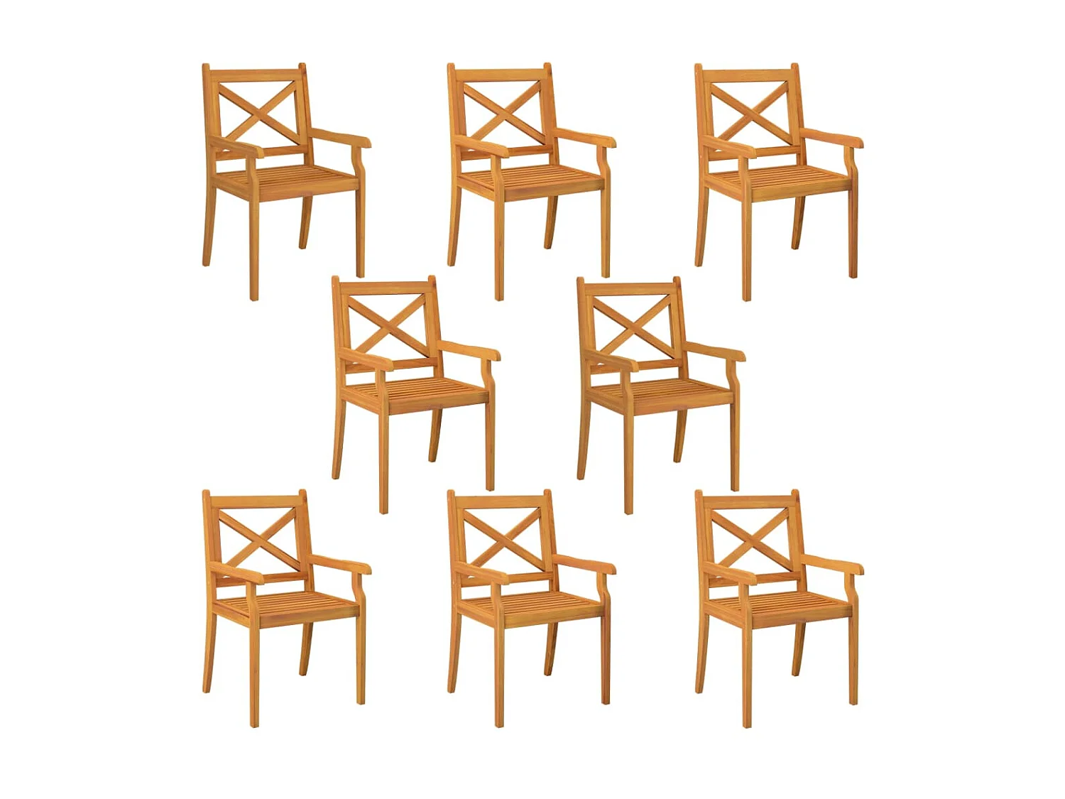 Chaises à dîner d'extérieur 8 pcs Bois d'acacia massif