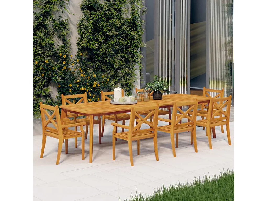 Chaises à dîner d'extérieur 8 pcs Bois d'acacia massif