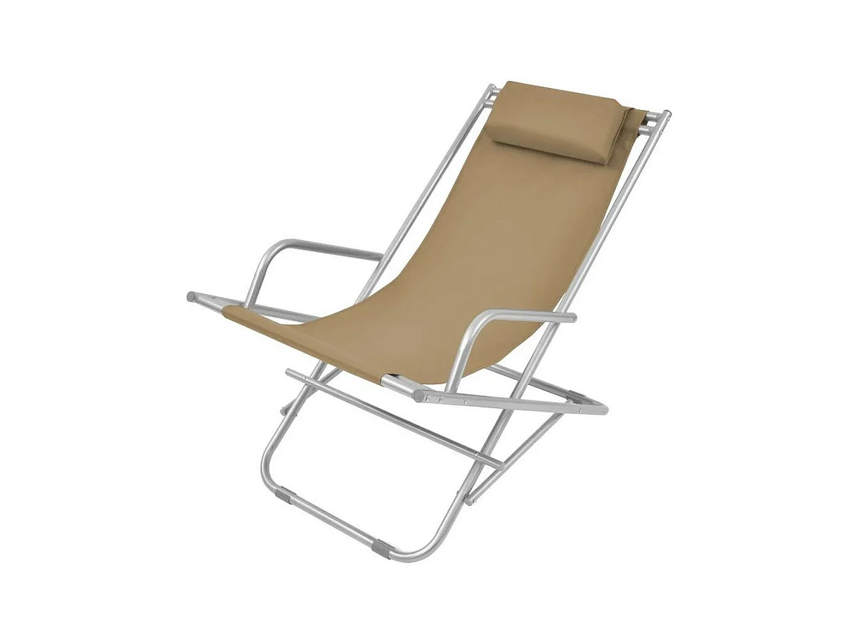 Chaise de jardin pliante PVC taupe et métal Kinga - Lot de 2
