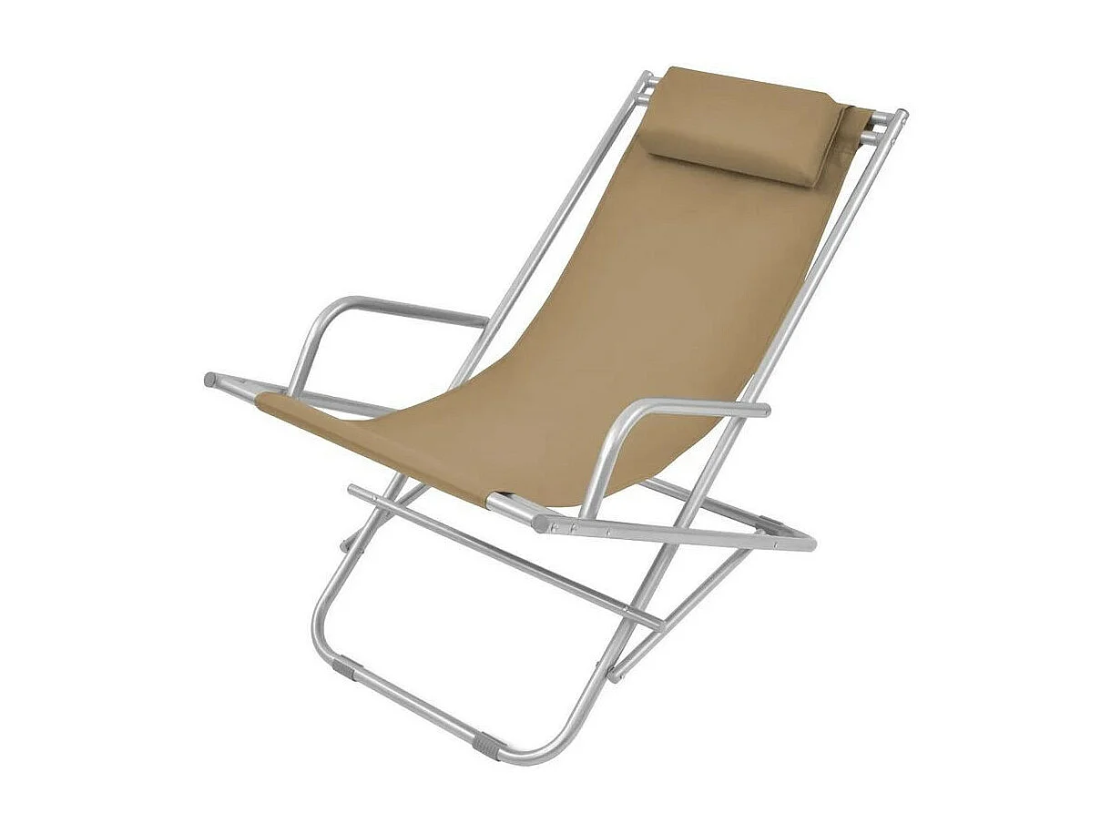 Chaise de jardin pliante PVC taupe et métal Kinga - Lot de 2