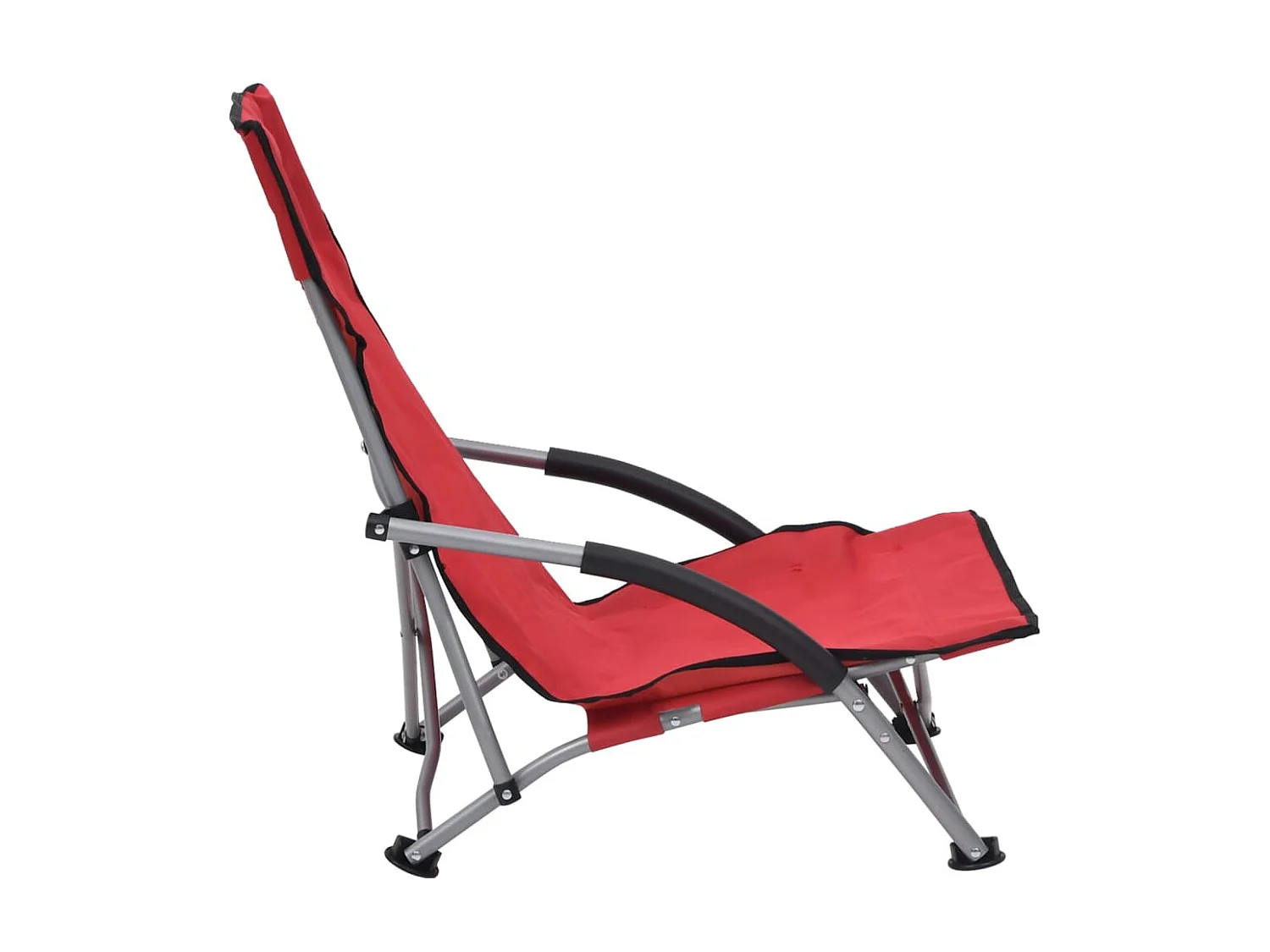 Chaises de plage pliables 2 pcs Rouge Tissu 3