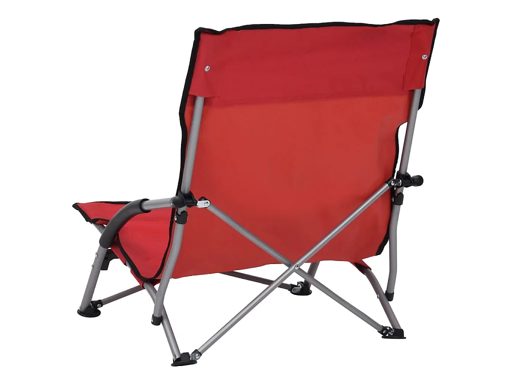 Chaises de plage pliables 2 pcs Rouge Tissu 3