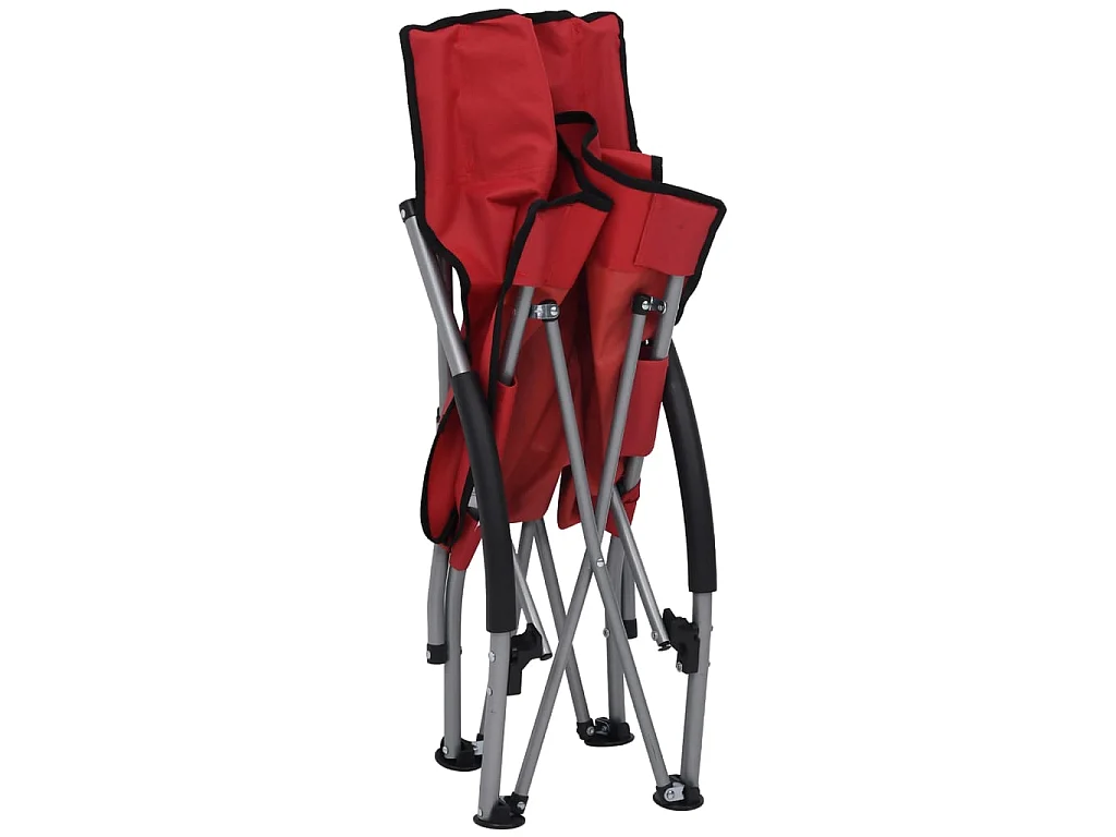 Chaises de plage pliables 2 pcs Rouge Tissu 3