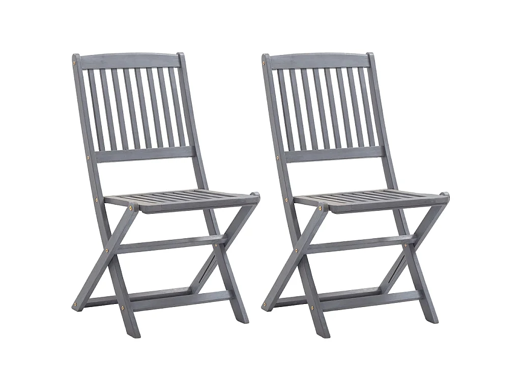 Chaises pliables d'extérieur 2 pcs avec coussins Bois d'acacia 15