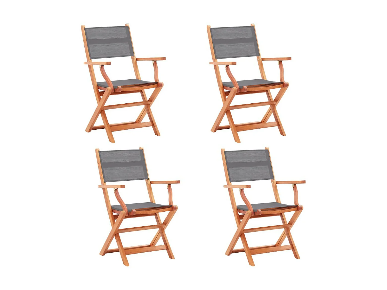 Chaises pliables de jardin 4 pcs Gris Eucalyptus et textilène