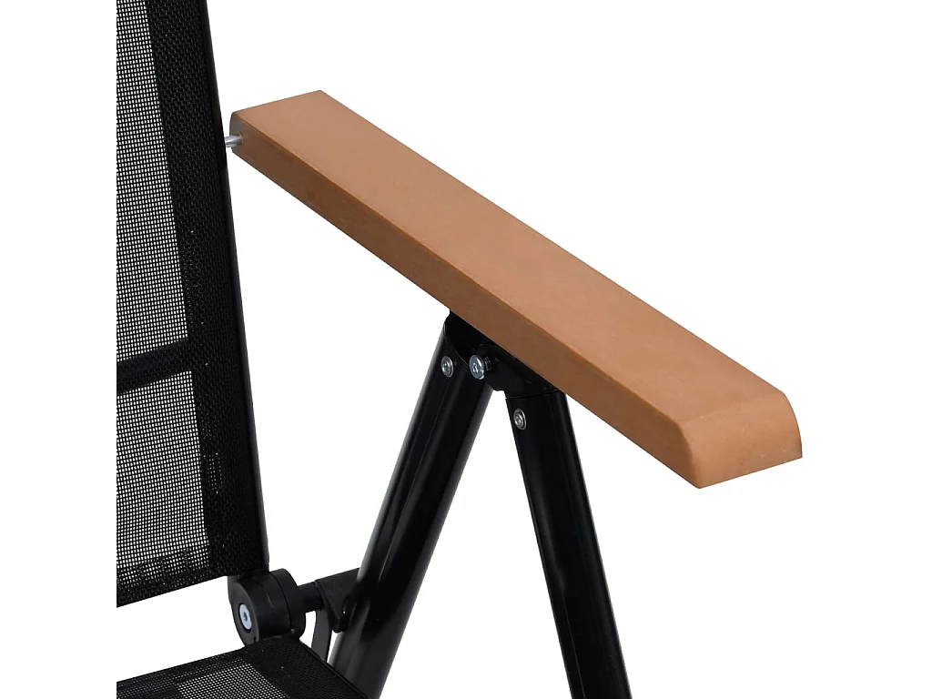 Chaises pliables de jardin 2 pcs Aluminium et textilène Noir