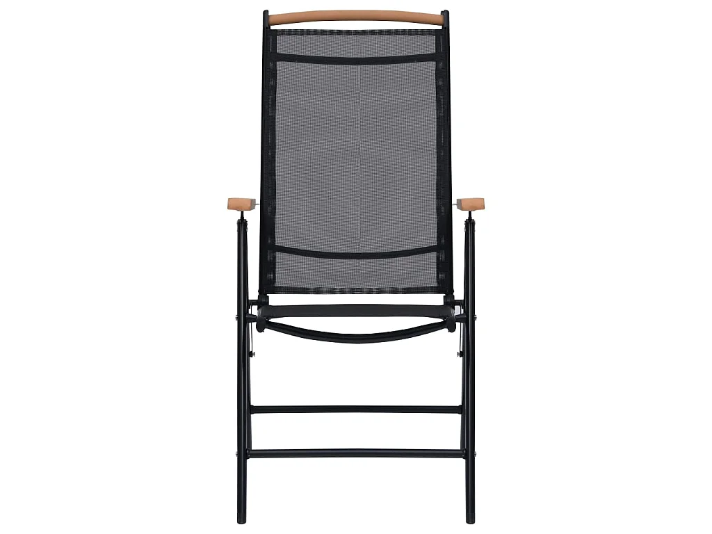 Chaises pliables de jardin 2 pcs Aluminium et textilène Noir