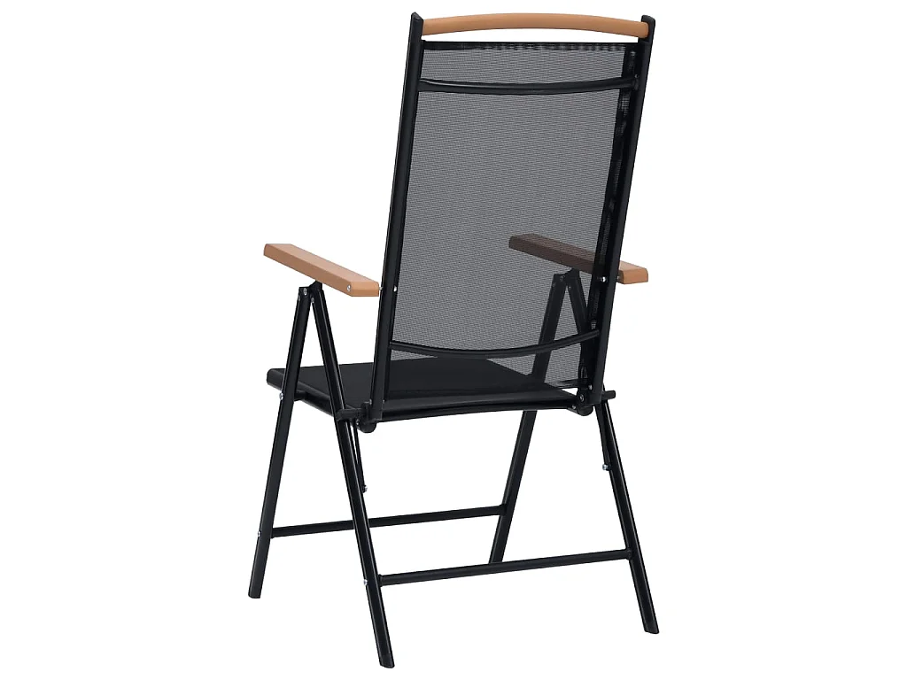 Chaises pliables de jardin 2 pcs Aluminium et textilène Noir