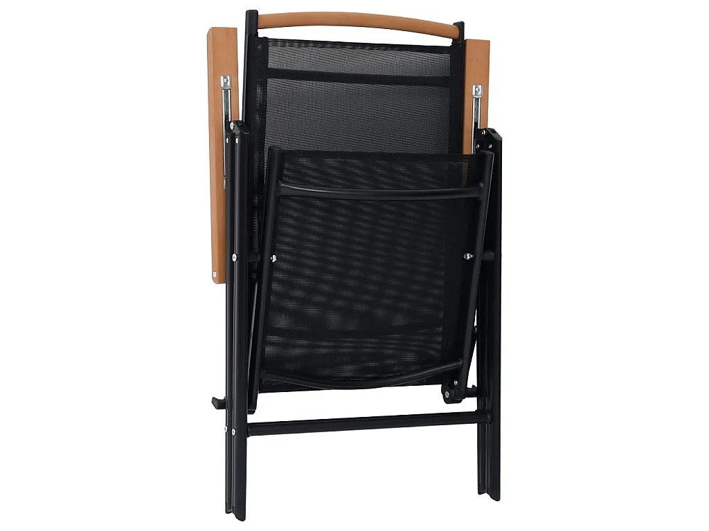 Chaises pliables de jardin 2 pcs Aluminium et textilène Noir