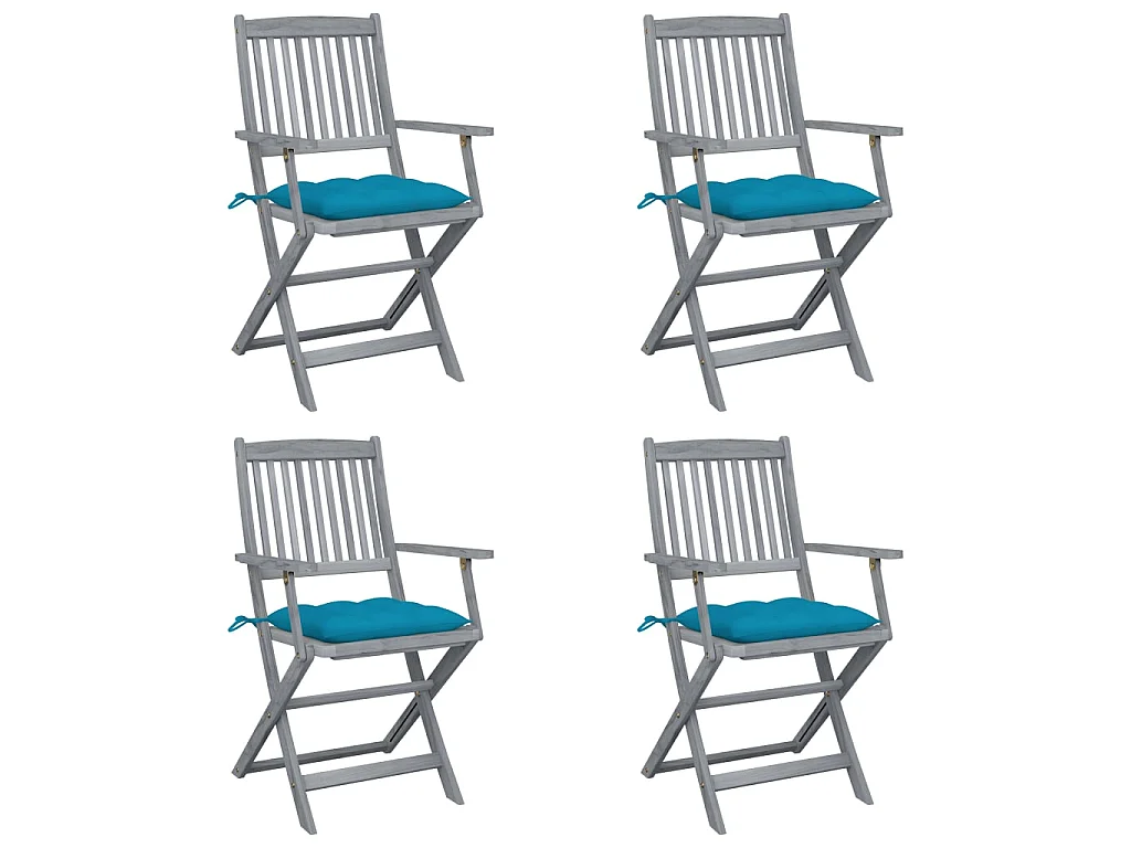 Chaises pliables d'extérieur 4 pcs avec coussins Bois d'acacia 31