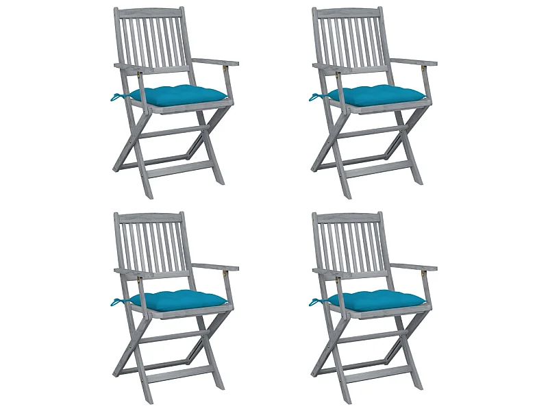 Chaises pliables d'extérieur 4 pcs avec coussins Bois d'acacia 31